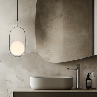 Lampa wisząca CORDEL elegancka - srebrny chromowy z mlecznym kulistym kloszem - nowoczesne oświetlenie salonu 1x G9 LED