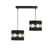 PANDY lampa wisząca czarny 2x40W E27 abażur czarny+złoty