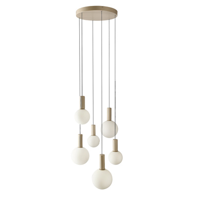 Lampa wisząca Testa beżowa białe klosze kule 6x10W G9 regulowana