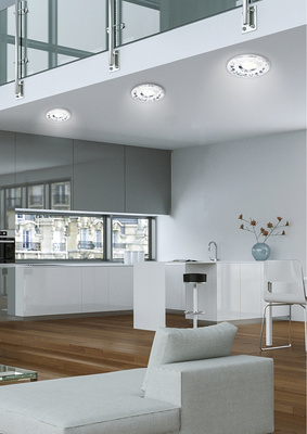 Ceiling luminaire Round Crystal Chrome for Gu10 bulb + Led frame Candellux Sk-94 2273617