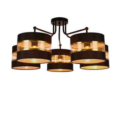 ANDY SUSPENSION NOIR E27 ABAT-JOUR NOIR+OR