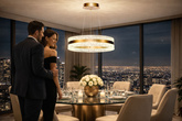 CASTILLO 40 lampa wisząca złoty 24W LED 3000, 4500, 6500K kryształki bezbarwne