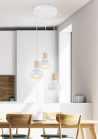 White hanging ceiling lamp on a plate 3x40W Puerto Candellux 33-62635