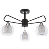 GATO lampa sufitowa czarny 3x40W E14 klosz szklany bezbarwny+chromowy