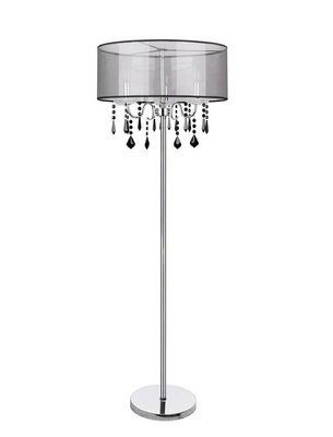 Lampa podłogowa chromowa / czarna z kryształkami Sottile Candellux 53-73945