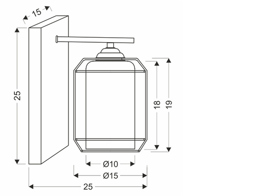 Jonera lamp applique noire P25 1X40 E27 abat-jour fumé 21-08411