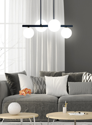 Plafonnier suspendu noir et blanc 4x28W Kama 34-01214