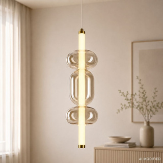 KELLY lampa wisząca złoty 8W LED 2700K klosz 3 x bursztynowy