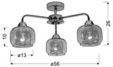Chrome ceiling lamp with glass shade 3x40W Ray Candellux 33-67081