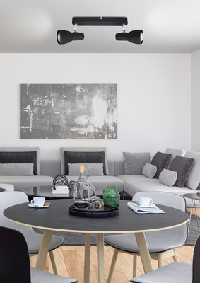 Plafonnier applique bande noire 2x40W Picardo 92-50717