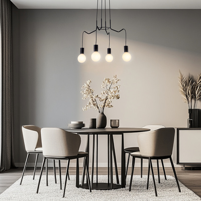 Lampa wisząca Basso czarna matowa czteropunktowa do jadalni nad stół