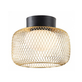 Lampă de tavan Sopra 32 negru auriu abajur din sârmă pentru living GX53