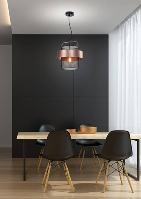Hanging lamp black / copper metal basket 40W E27 Fiba 31-78490