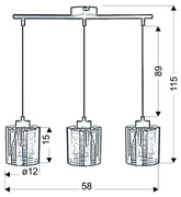 Chrome hanging lamp with a glass shade 3D 3x40W Nocturno Candellux 33-57709