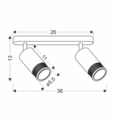 Lampa sufitowa Flin listwa 2-punktowa do salonu metalowa