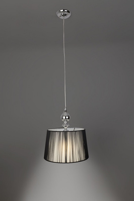 Lampa wisząca z abażurem Gillenia czarna nitkowa do salonu