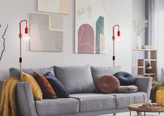 Rote Wandleuchte + Kabelleuchte Laren Ledea 50401191