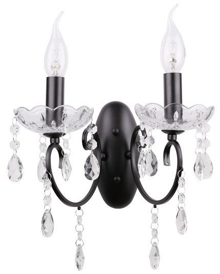 Aplic dublu negru cu cristale Aurora Candellux 22-73723