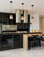 Lampă suspendată abajur din sticlă neagră și aurie 60W E27 Fresno Candellux 31-78384