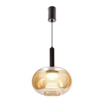 Suspension Bueno en verre simple abat jour ambre GX53
