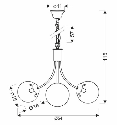 Suspension dorée 3xE14 lustre Dani 33-79015