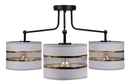 Ceiling lamp black 3xE27 white + gold lampshade Andy 33-00514