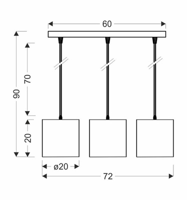 Lampe suspendue bande blanche 3xE27 Atlanta 33-00651