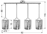 Hanging lamp chrome slat glass shade 3D 4x40W Nocturno Candellux 34-57723