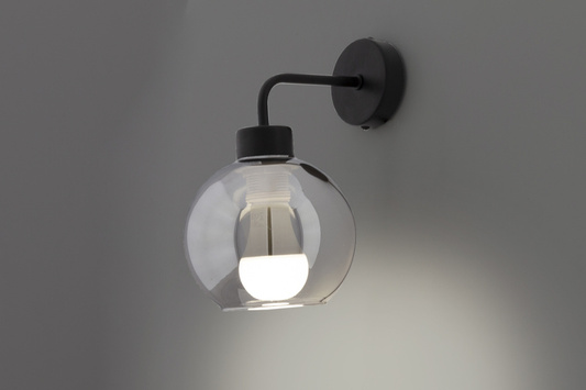 Black wall lamp 1xE27 25cm smoked lampshade LADY 21-76700