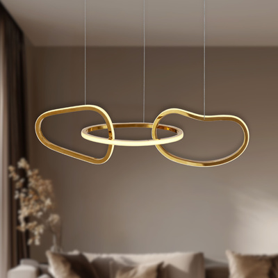 Pendant lamp ANNELI elegant gold irregular form 125 cm designer LED 3000K lamp for living room and dining room