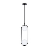 Lampa wisząca CORDEL elegancka - czarna z białymi kloszami kulkami - nowoczesne oświetlenie salonu 2x G9 LED