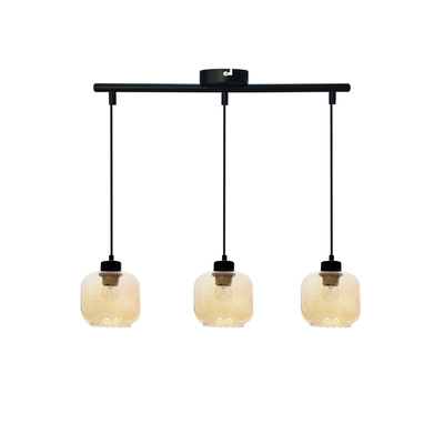Lampa wisząca Marla potrójna z kloszami szklana czarna do salonu E27