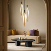 Suspension Nordic tube en verre pour salon abat jour ambre simple