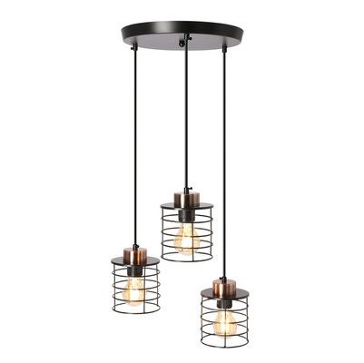 Ceiling hanging lamp black plate 3xE27 Glob 33-00408