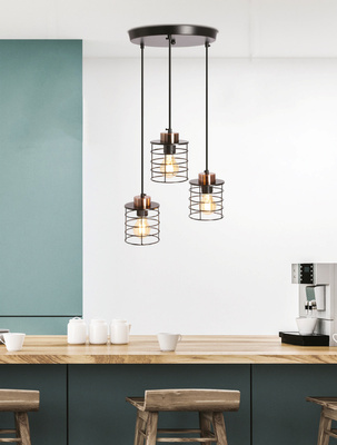 Ceiling hanging lamp black plate 3xE27 Glob 33-00408
