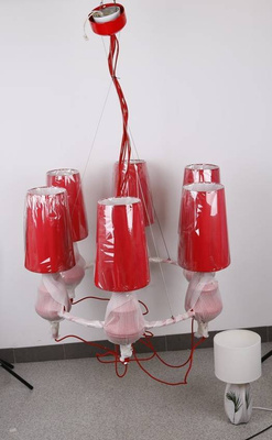 Hanging lamp red adjustable chandelier 6xE14 Decoria Candellux 36-30583