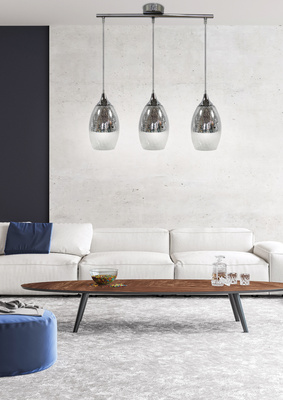 Suspension verre doré réglable 3x60W Celia Candellux 33-51585