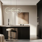 Pendant lamp KOS modern silver LED circles 4000K minimalist lamp over table