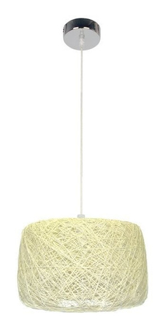 Lampa wisząca Panda kremowa z rattanem do salonu pojedyncza E27
