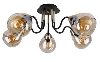 Geräucherte schwarz/goldene Deckenleuchte 5xE27 Unica 33-00880