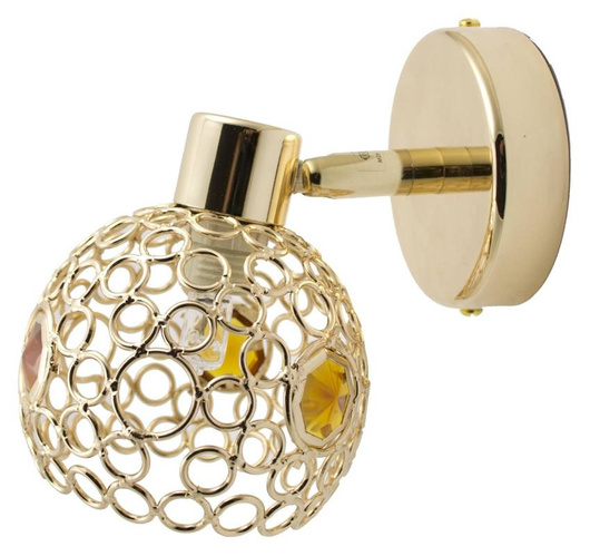 Kinkiet mosiądz +bursztyn lampa spot Aron 91-97364