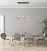 Hanging lamp gold glass 3xE14 70cm GREGORY