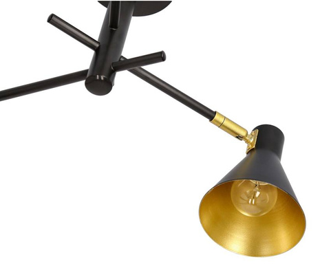 Plafonnier noir et or mat réglable 3x40W Less 33-70975