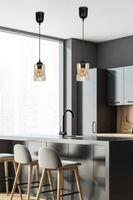 Black/amber glass pendant lamp Felis 31-00156