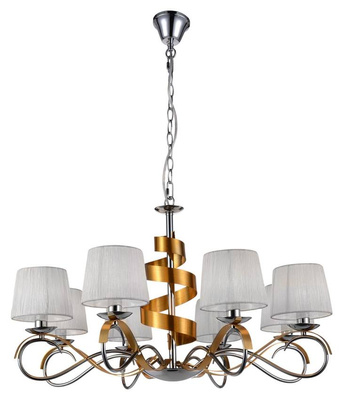 Hängelampe Kronleuchter Chrom / Gold 8x40W verstellbar Denis Candellux 38-23469