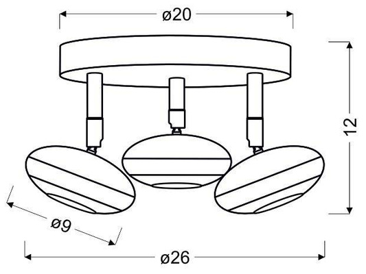 Plafoniera LED 3x6W 26cm SKIPPER 98-67685 LED COB PLAFON CAP ROTUND CU articulatie cromata