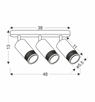 Lampa sufitowa Flin listwa 3-punktowa do salonu metalowa