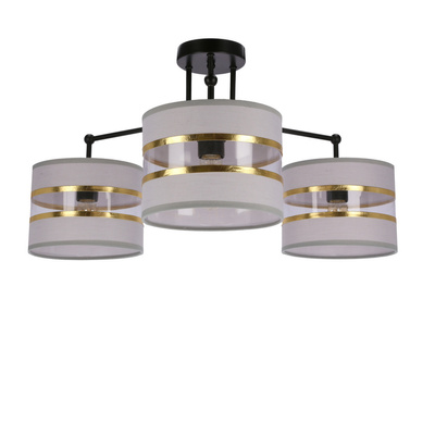 Plafoniera neagra 3xE27 alb + abajur auriu Andy 33-00514