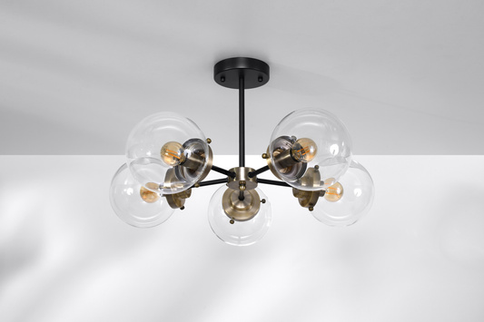 Deckenleuchte schwarz/patina 5xE14 Linse 35-01306