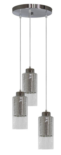 Silberne Deckenpendelleuchte mit Glasschirmen 3x60W Libano Candellux 33-51691